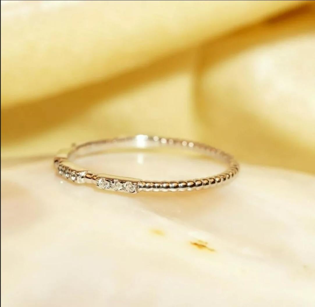 Women's or Men's Diamond Gold Ring Stackable Band White 14K Wedding Round Eternity Yellow For Sale