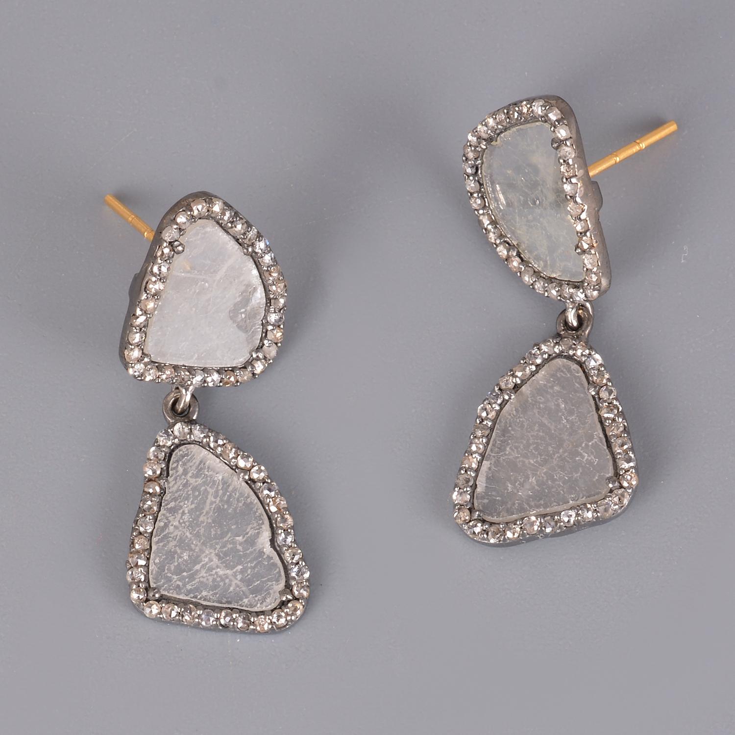 Diamond gold silver earring 