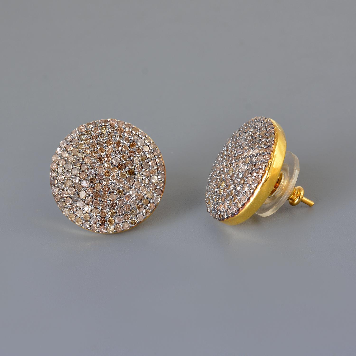 Diamond gold 14k silver earring 