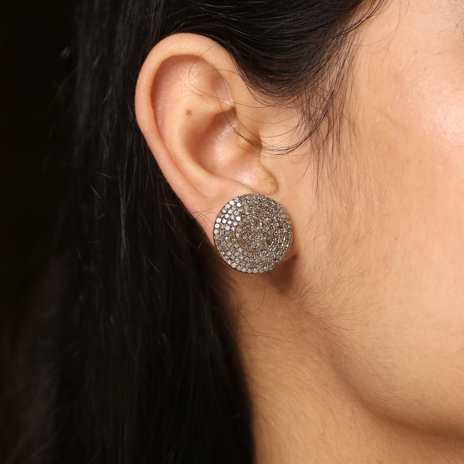 Women's 3.85cts Diamond Gold 925 sterling Silver Earring