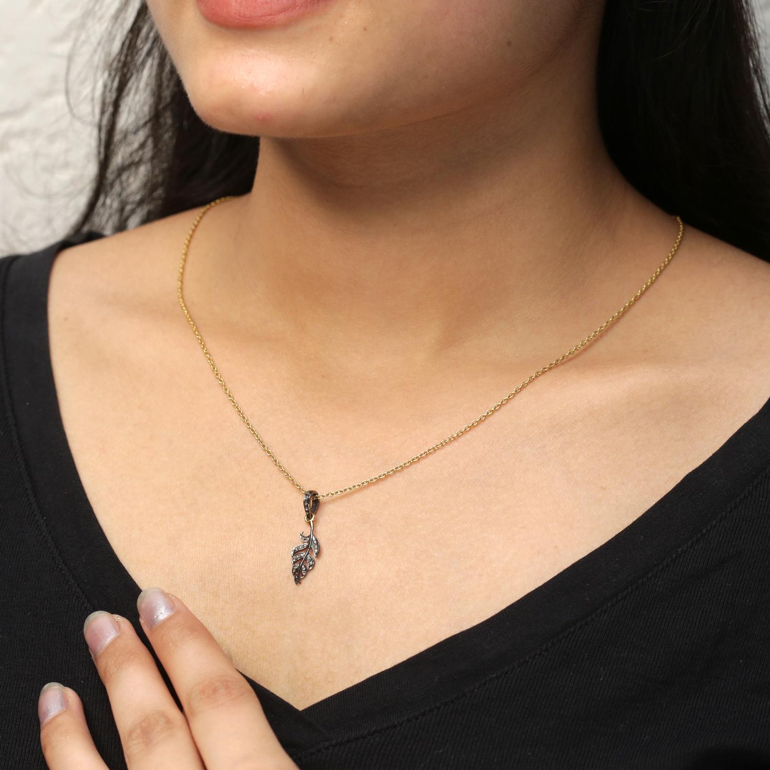 0,09 Karat Diamant Gold 925 Sterlingsilber Anhänger mit Kette Damen
