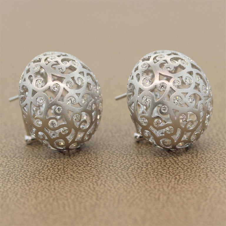 Diamond Gold Sphere Filigree Earrings For Sale at 1stDibs