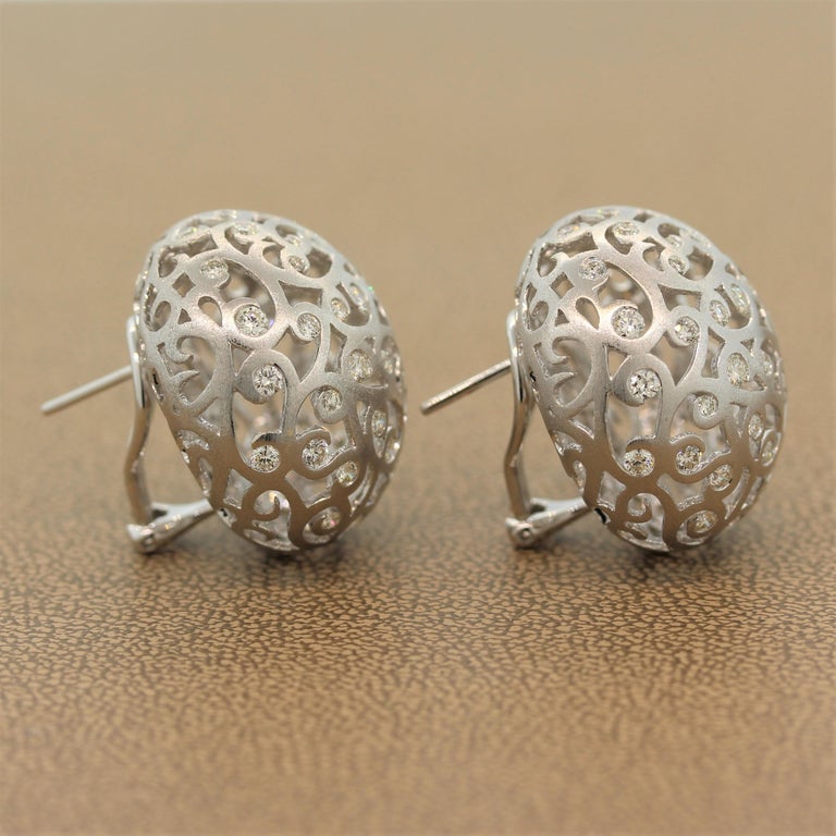 Diamond Gold Sphere Filigree Earrings For Sale at 1stDibs