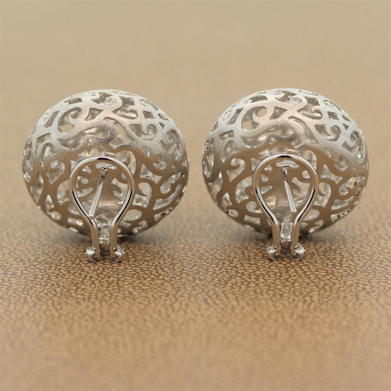 Diamond Gold Sphere Filigree Earrings For Sale at 1stDibs