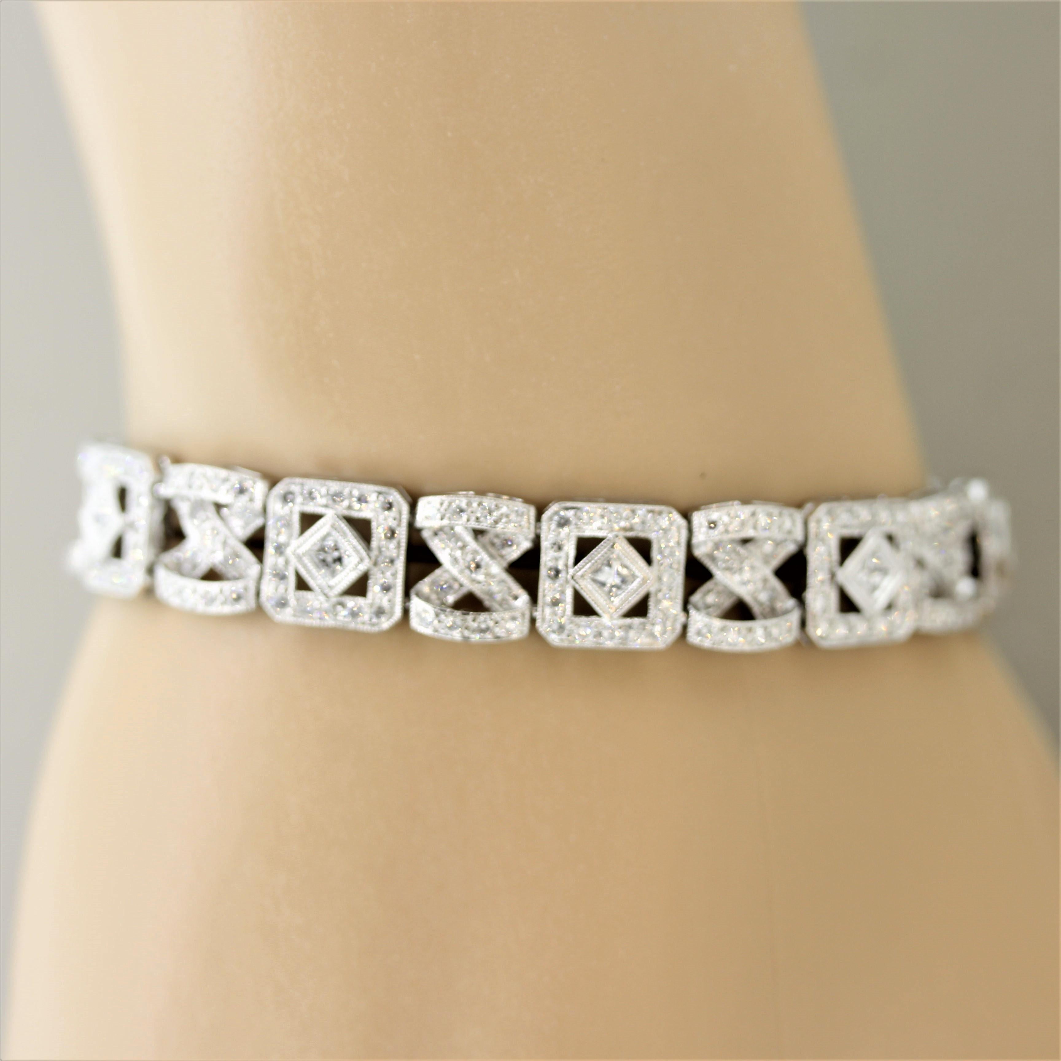 Men's Diamond Gold Square-Link Bracelet