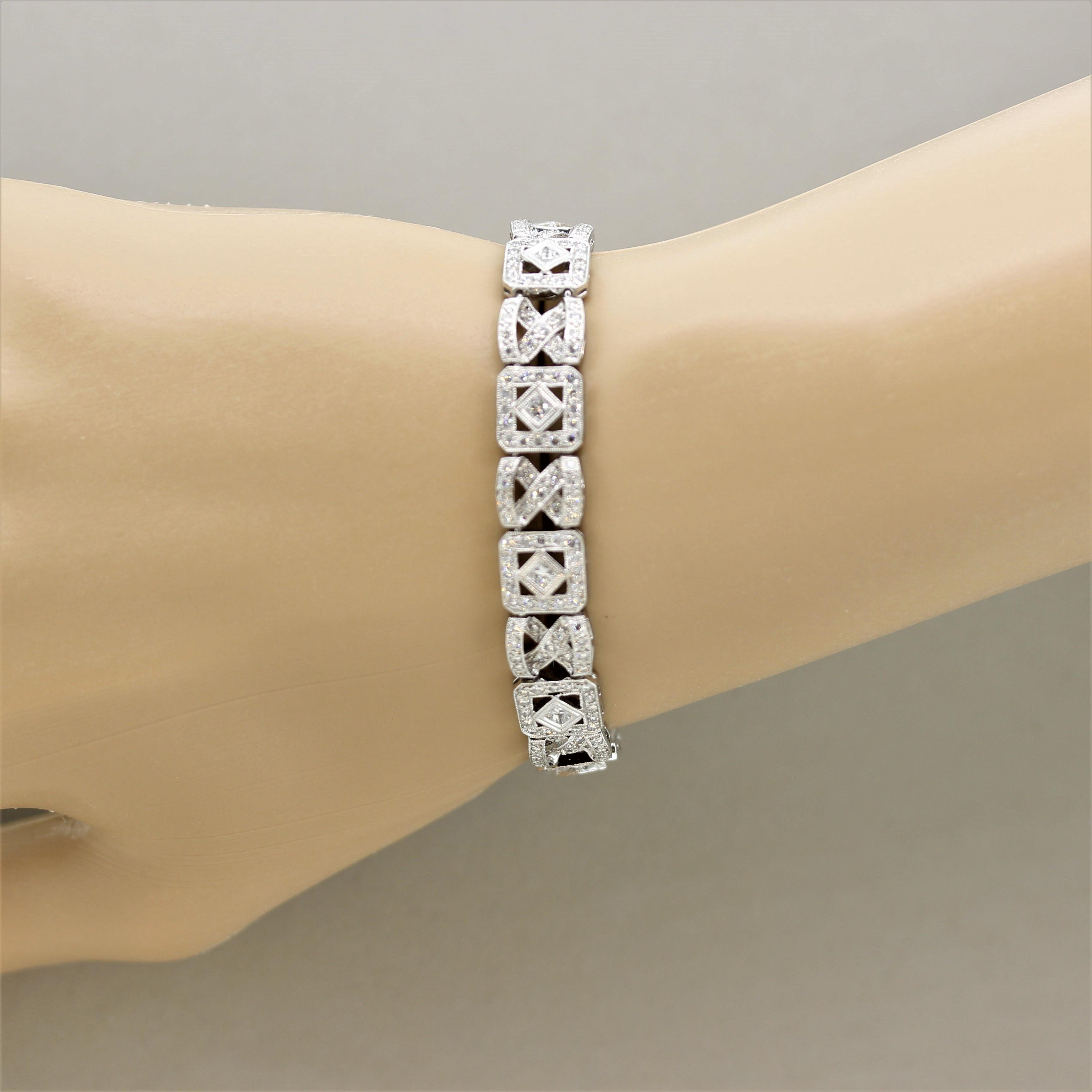 Diamond Gold Square-Link Bracelet 1