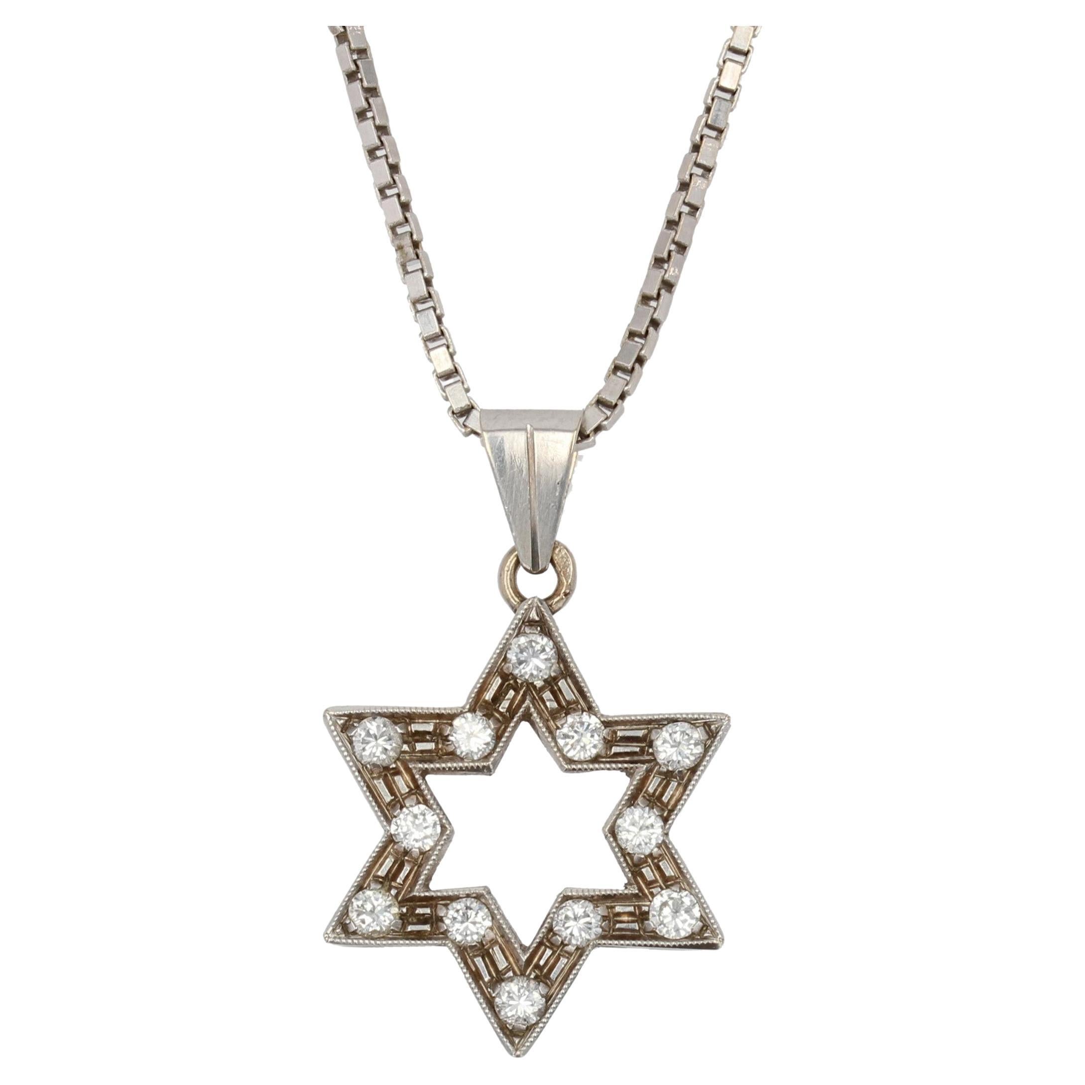 Diamond Gold Star Pendant with Chain For Sale