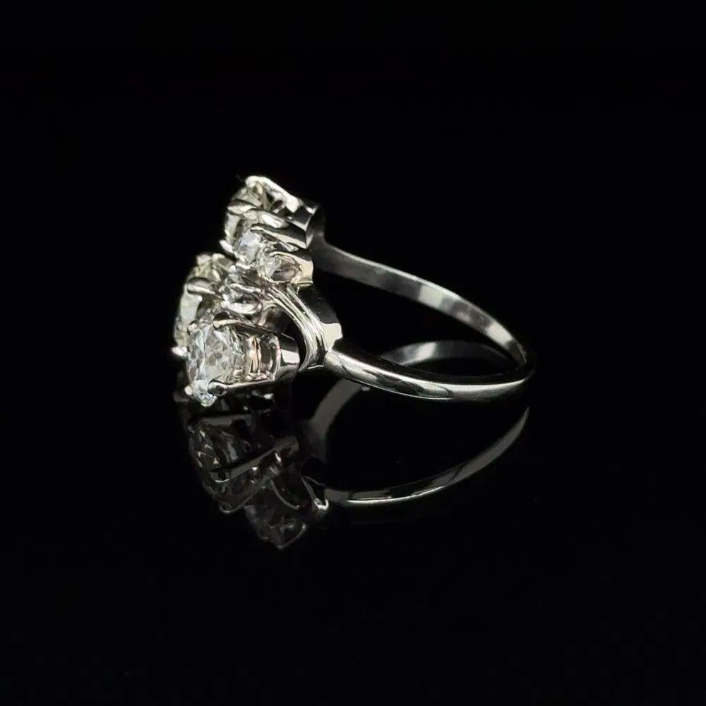 Modernist Diamond Gold Statement Vintage Cluster Cocktail Ring For Sale