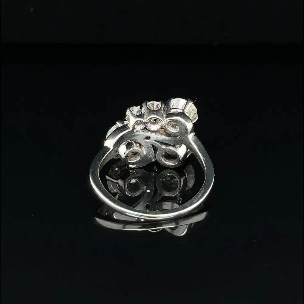 Old European Cut Diamond Gold Statement Vintage Cluster Cocktail Ring For Sale