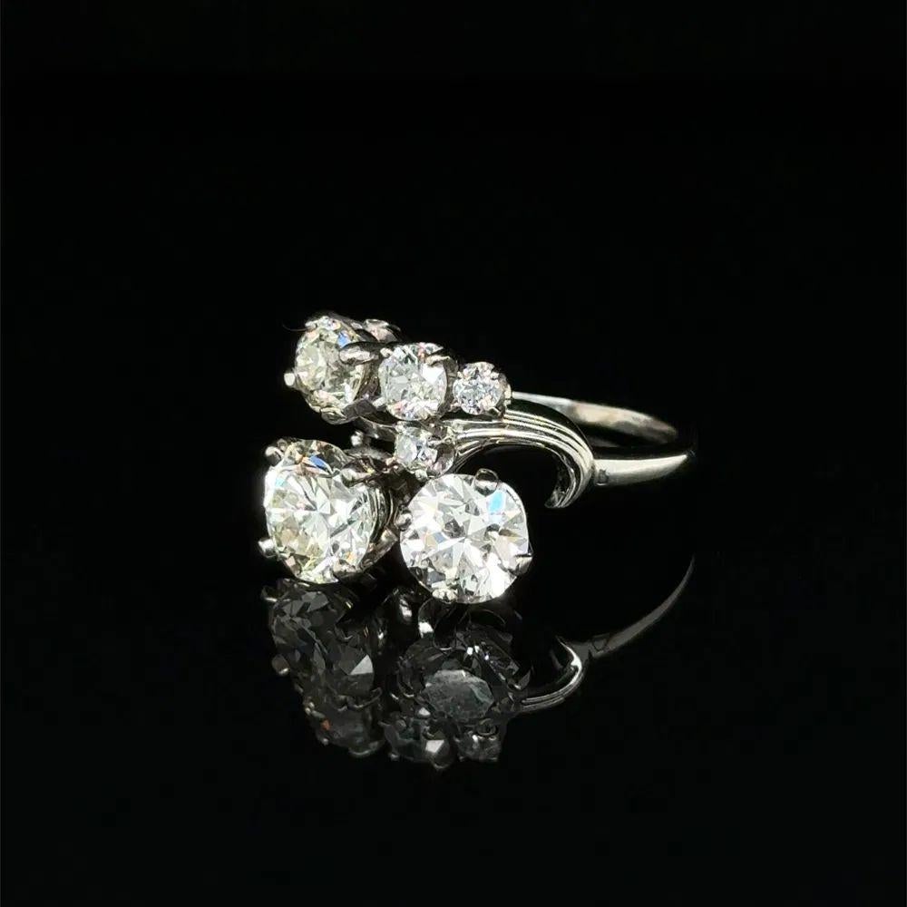 Diamond Gold Statement Vintage Cluster Cocktail Ring In Excellent Condition For Sale In Montreal, QC