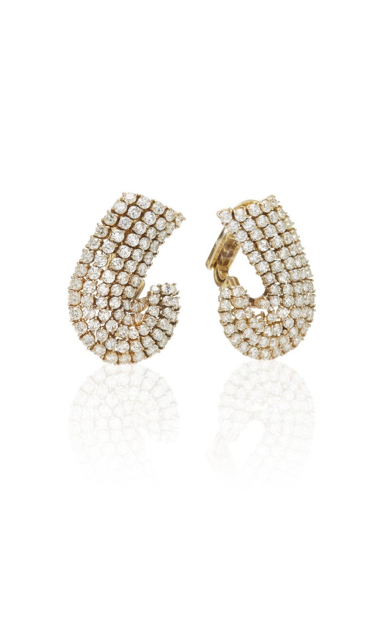 Diamond Gold Swirl Earclips For Sale at 1stDibs