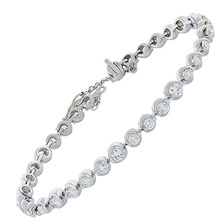 Diamond Gold Tennis Bracelet with Safety Chain and Latch at 1stDibs ...