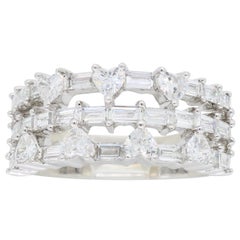Diamond Gold Three Row Ring