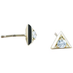 Diamond Gold Triangle Stud Earrings