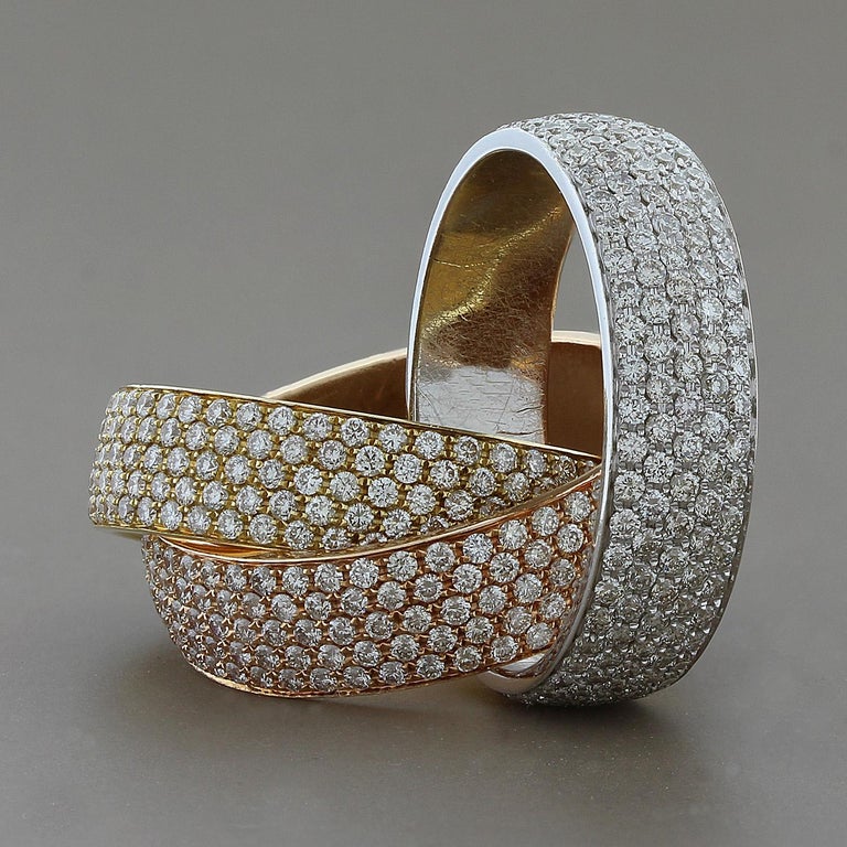 Diamond Gold Trinity Band Ring For Sale at 1stDibs