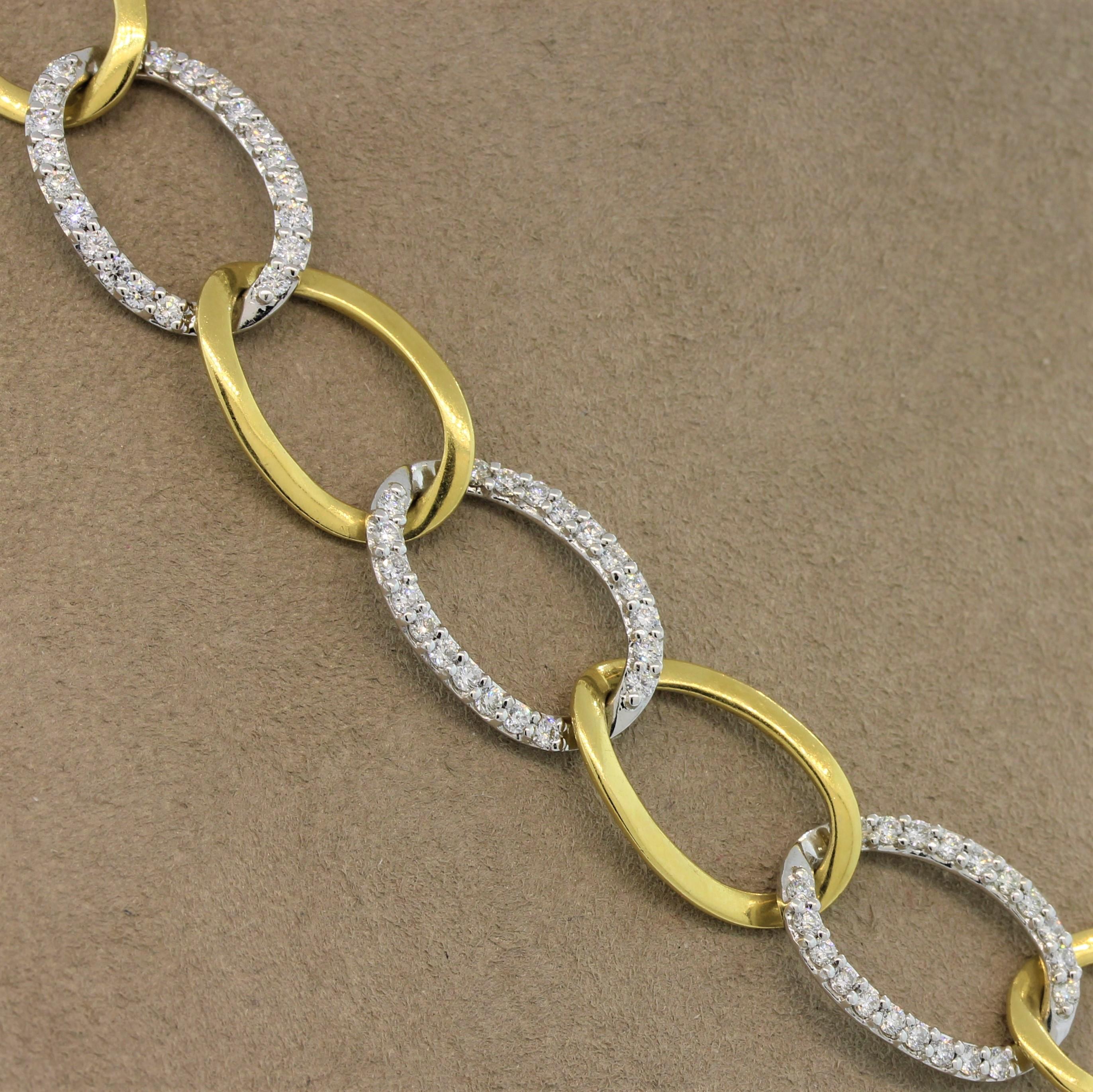 Diamond Gold Two-Tone Link Necklace 1
