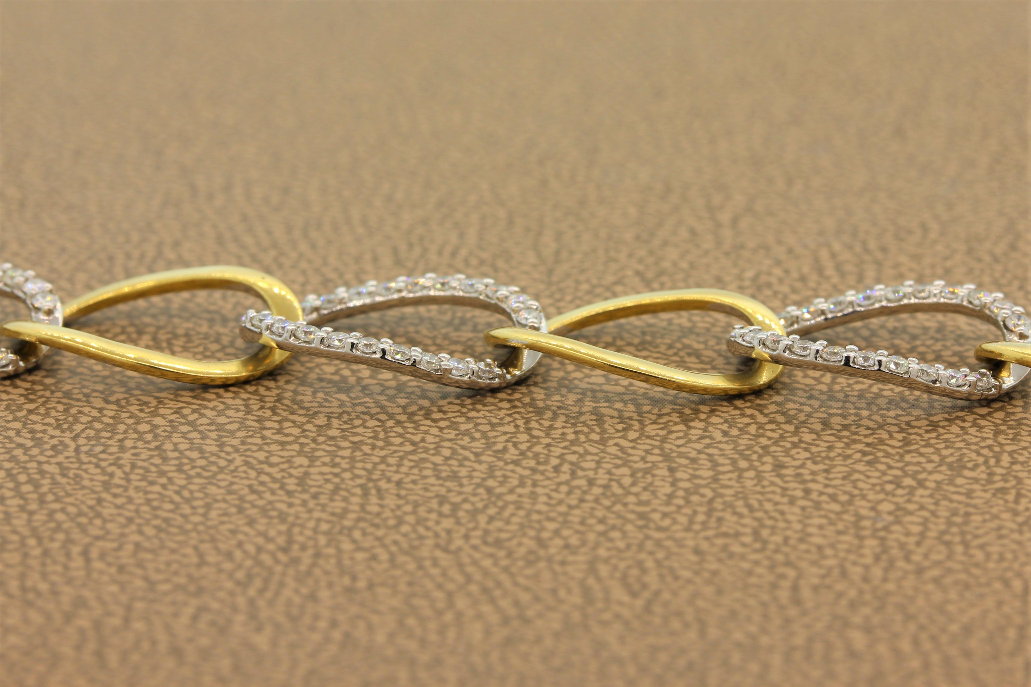 Diamond Gold Two-Tone Link Necklace 2