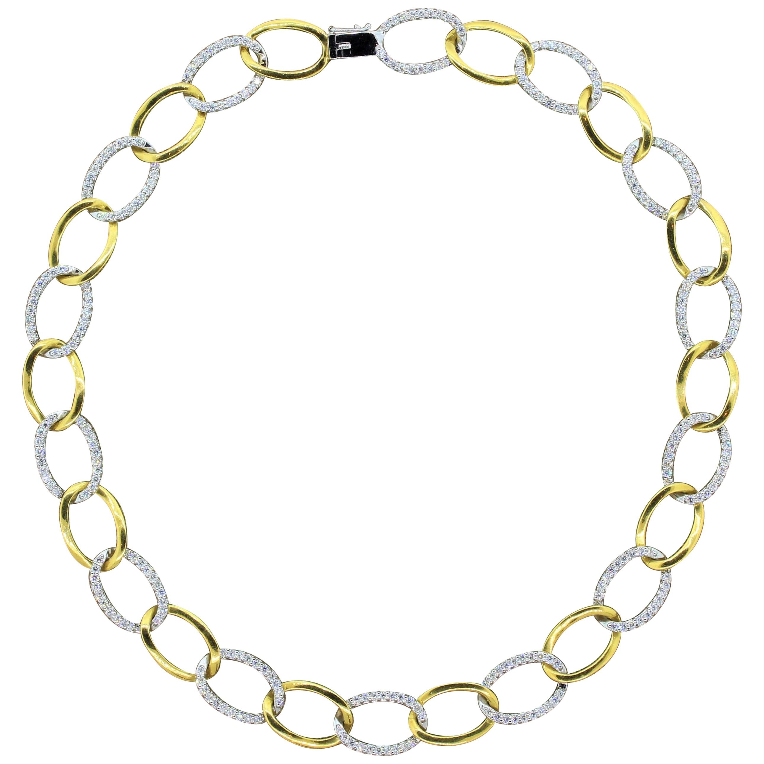 Diamond Gold Two-Tone Link Necklace