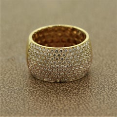 Anello a fascia larga con diamante in oro bicolore