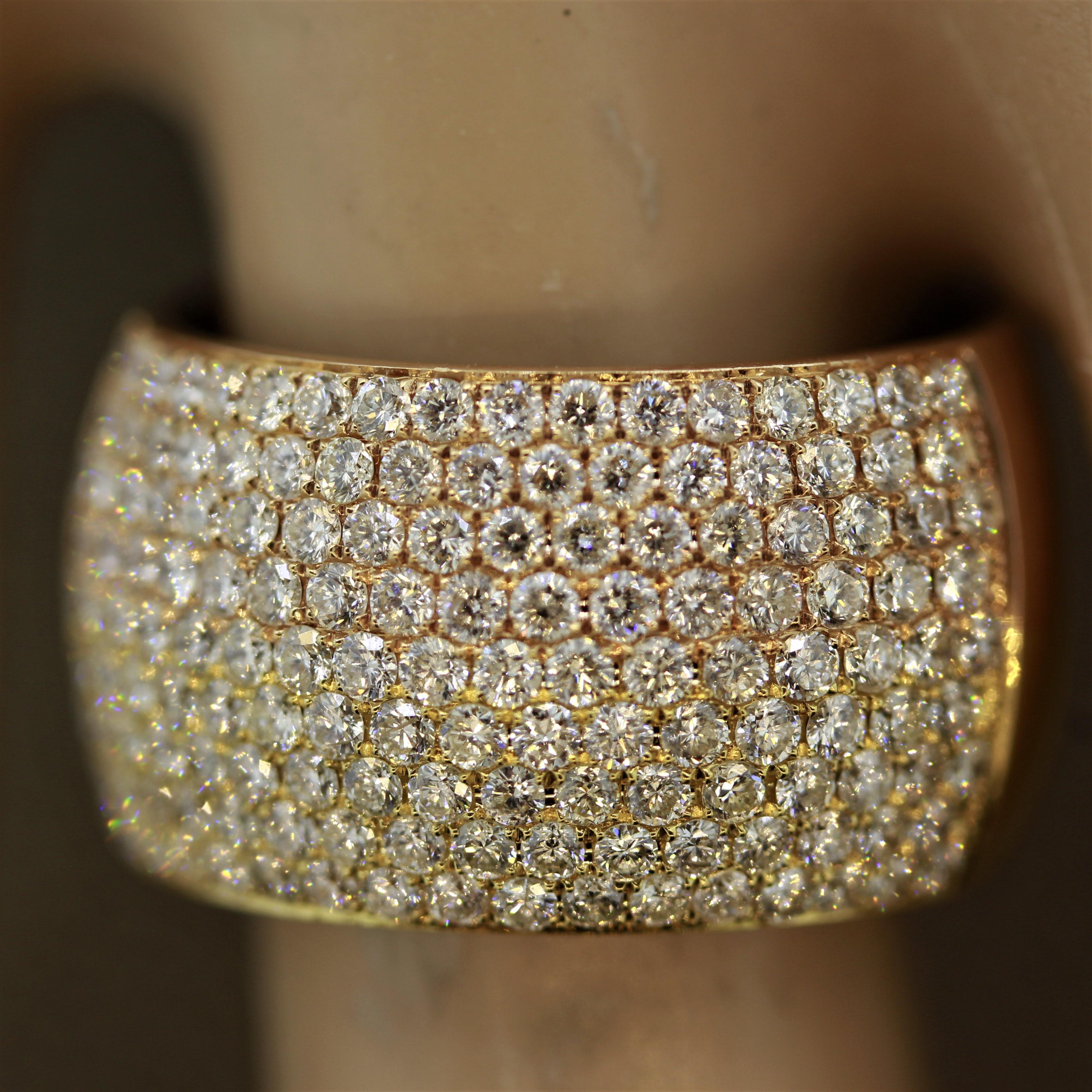 Diamond Gold Two-Tone Wide Band Ring For Sale 1