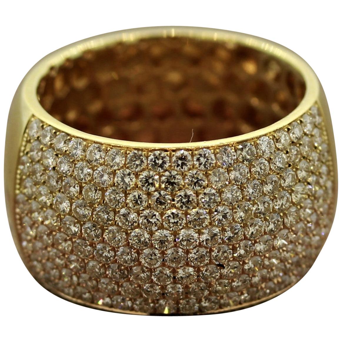 Diamond Gold Two-Tone Wide Band Ring For Sale