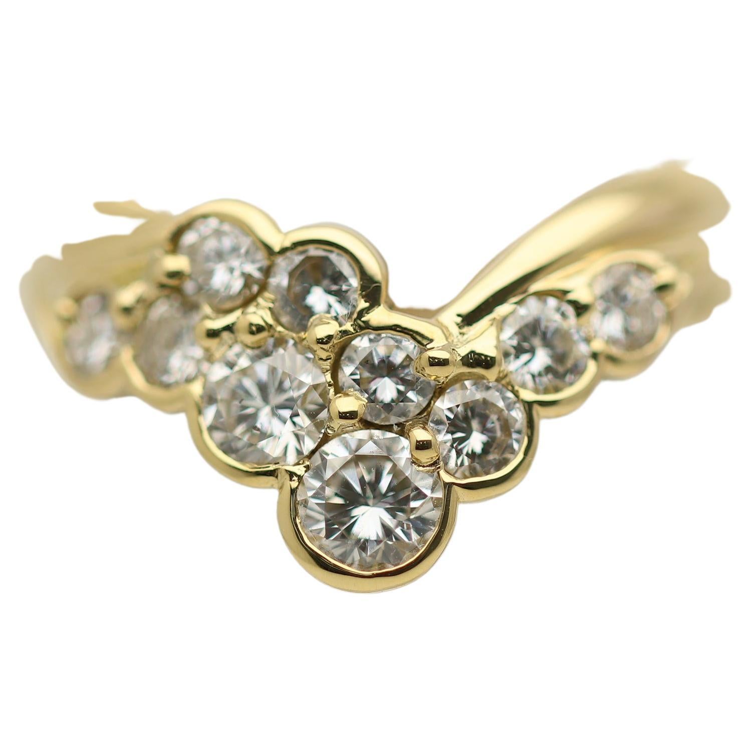 Diamond Gold V-Shape Band Ring For Sale