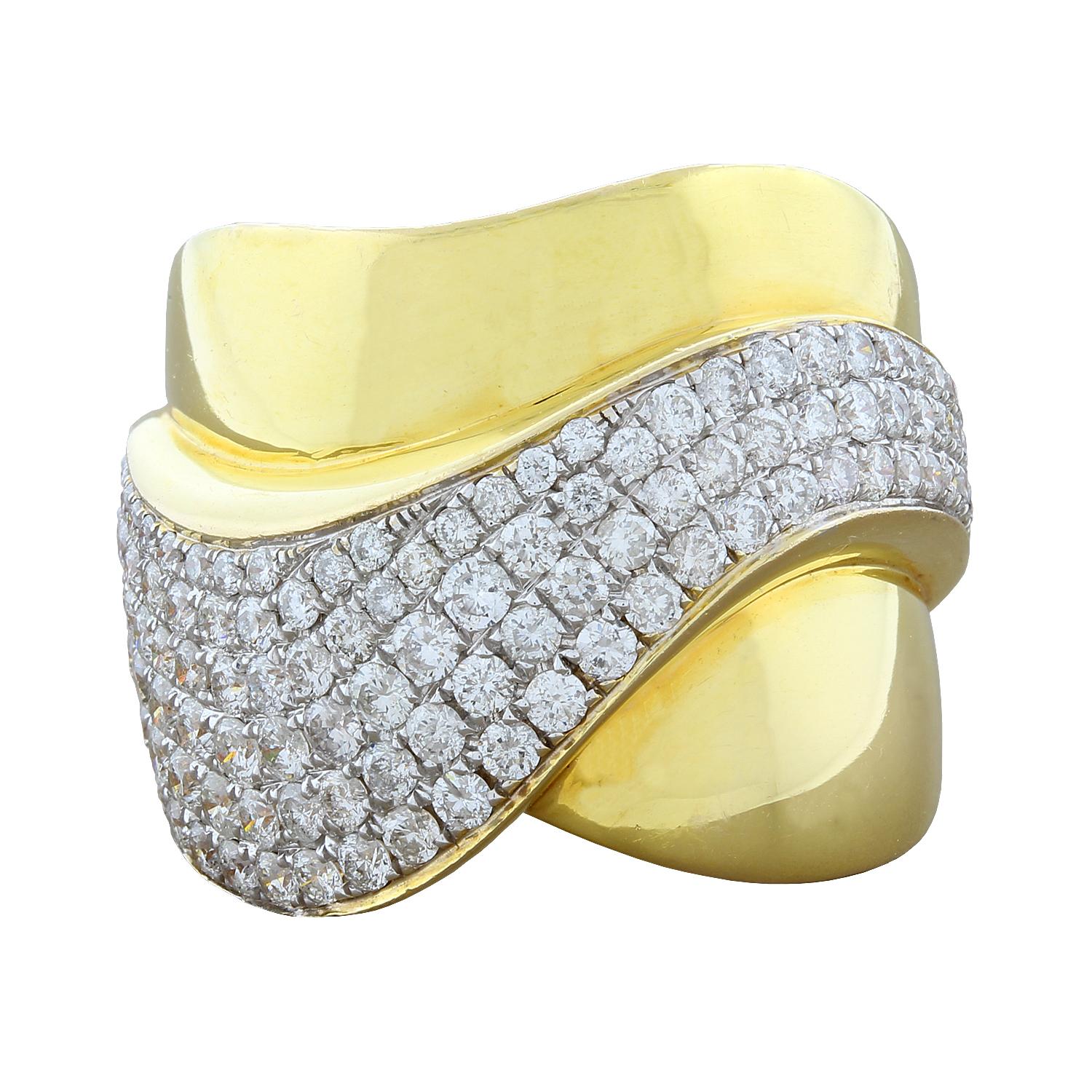 Diamond Gold Wave Band For Sale