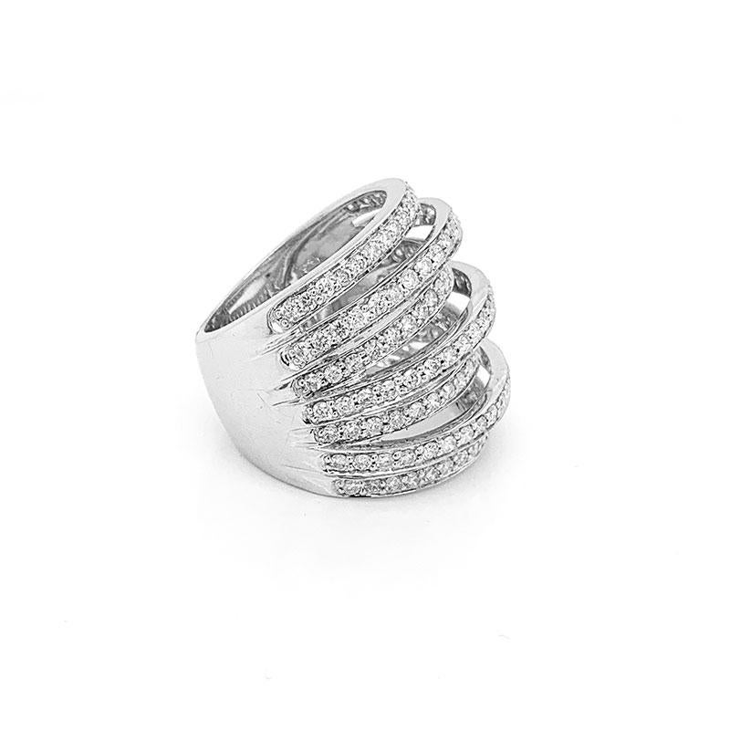 Diamond Gold Wide Crossover Band Ring 1