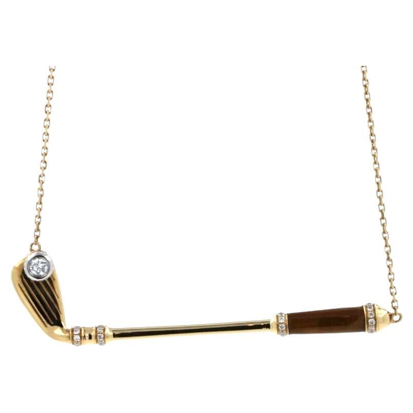 Ciondolo con diamante Golden Tiger's Eye Golf Club Birdie Charm in oro giallo