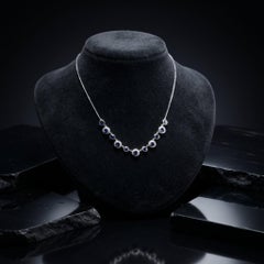 0.82ct Blue Sapphire & 0.22ct Diamond 14K Yellow Gold Station Necklace