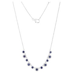 0.82ct Blue Sapphire & 0.22ct Diamond 14K Yellow Gold Station Necklace