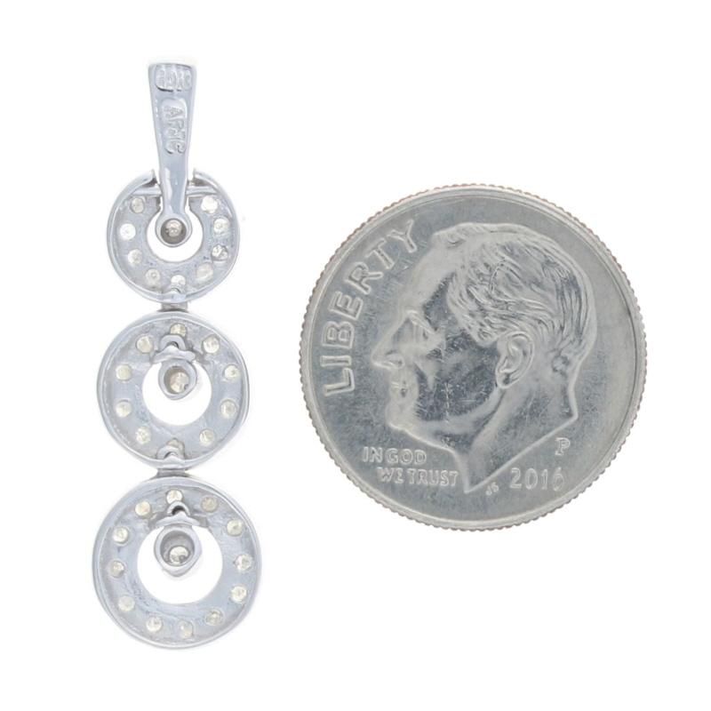 Single Cut Diamond Graduated Halo Journey Pendant, 10k White Gold .18ctw Circles For Sale