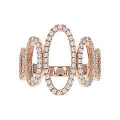 Diamond Graduated Ovals Ring, 14 Karat Rose Gold Round Cut .58 Carat