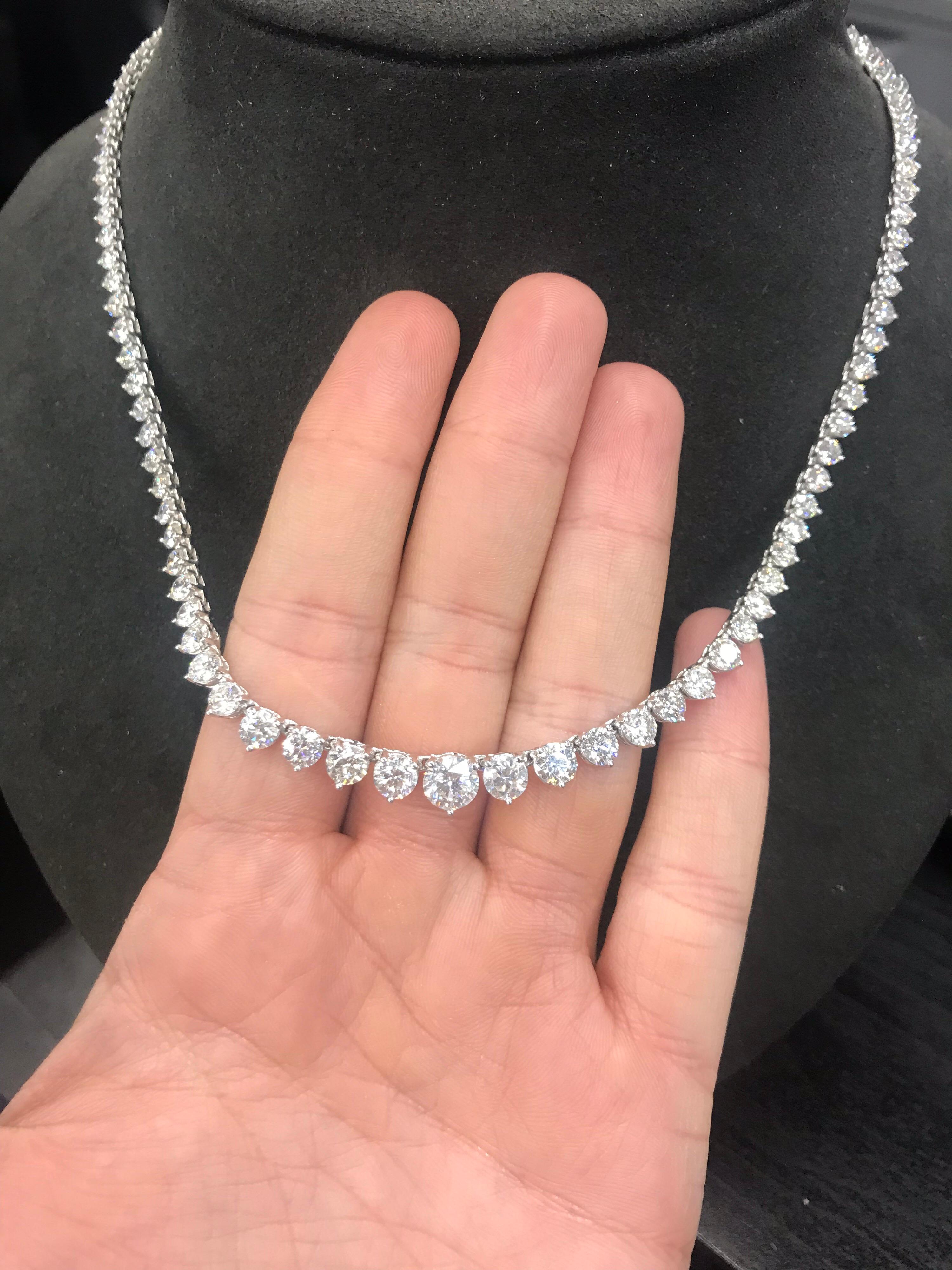 Contemporary Diamond Graduated Riviera Necklace GIA 1.06 Carat