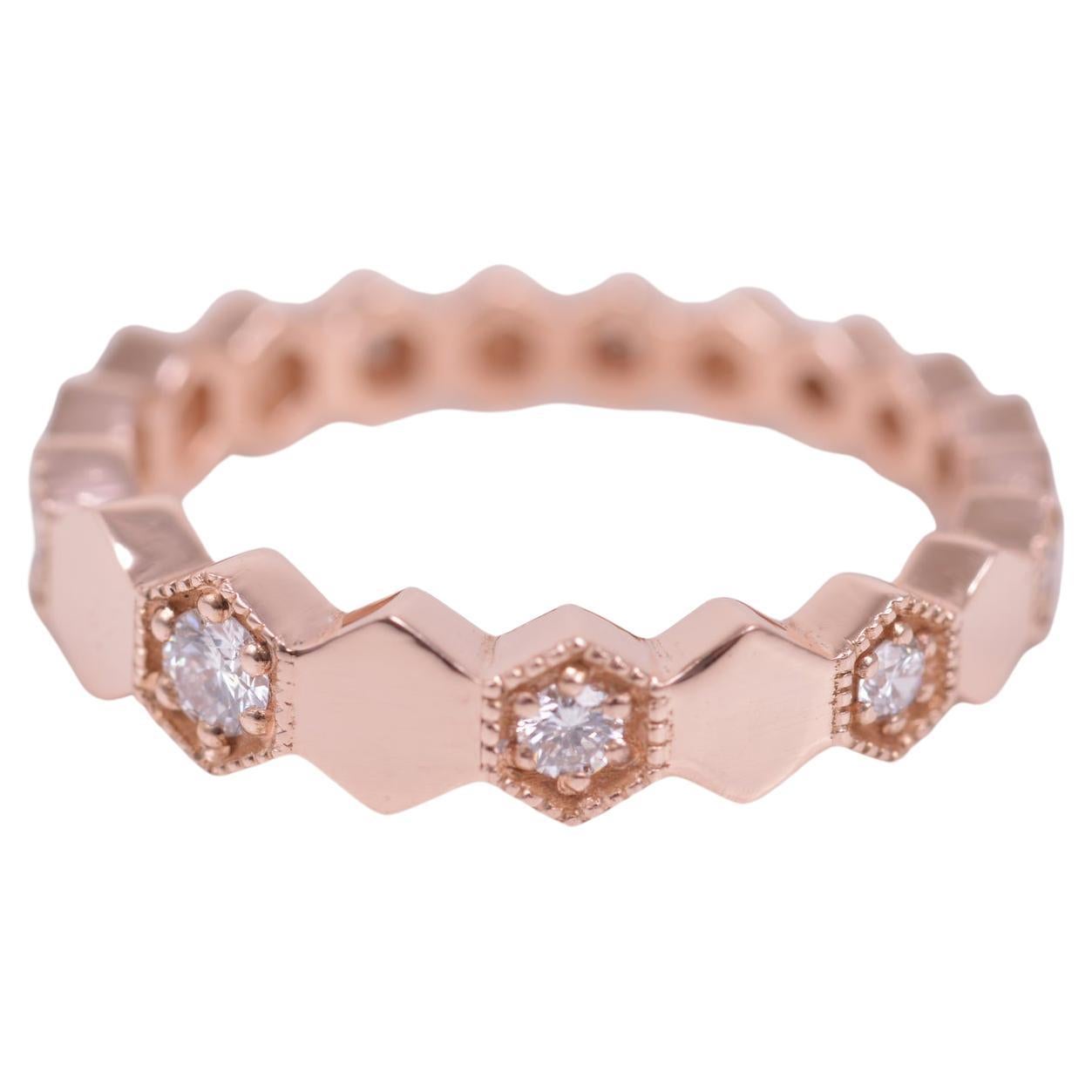 Diamond Graduating Hexagon Eternity Band In Rose Gold For Sale