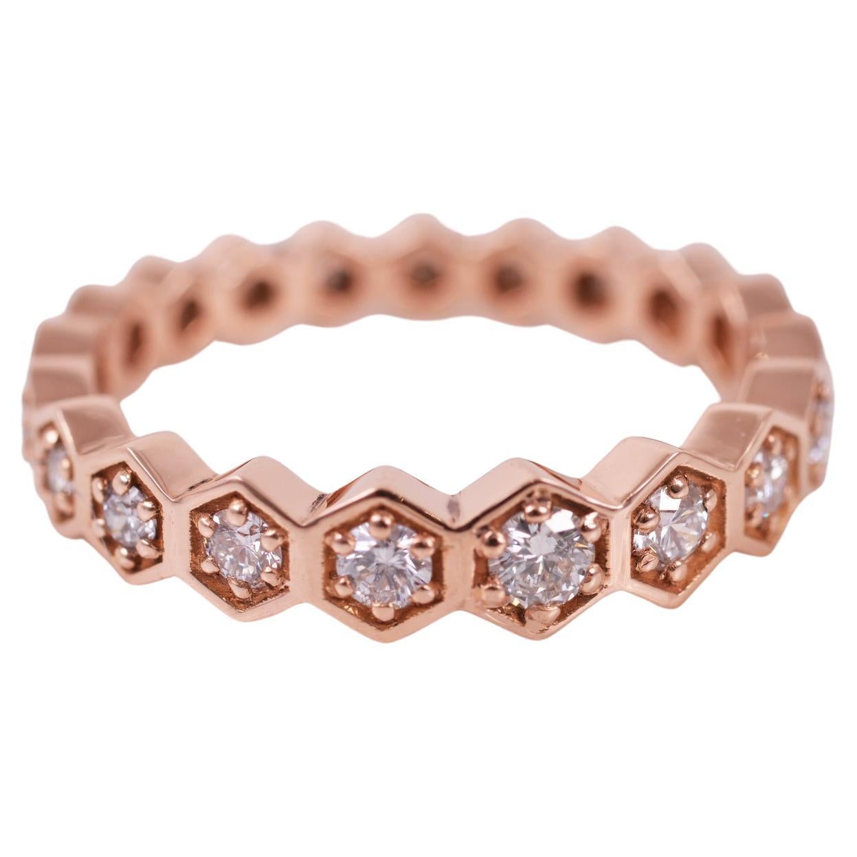  Diamond Graduating Hexagon Eternity Band In Rose Gold For Sale