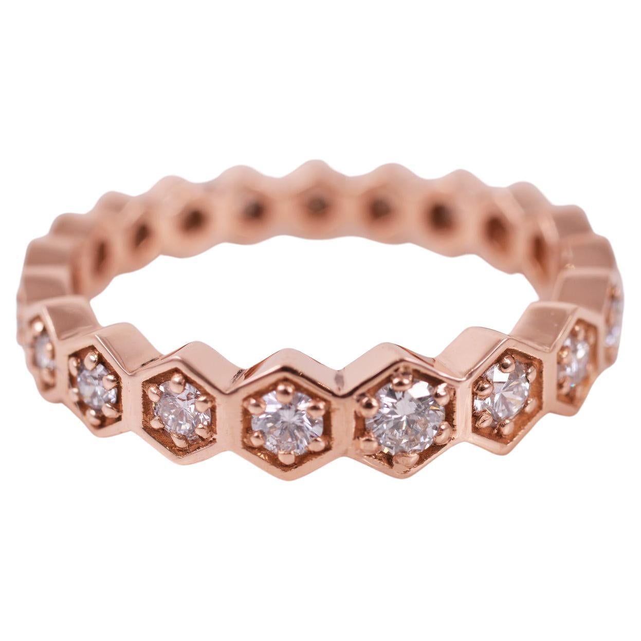 Diamond Graduating Hexagon Eternity Band In Rose Gold