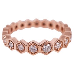  Anneau d'éternité hexagonal gradué en or rose avec diamants