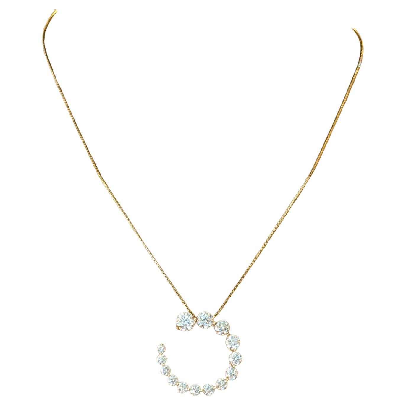 Collier pendentif tourbillonnant avec diamants de 3,5 carats poids total en or jaune 14 carats