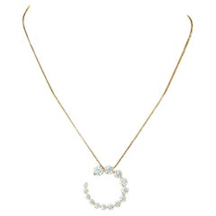 Diamond Graduating Swirl Pendant Necklace ~3.5cttw in 14k Yellow Gold
