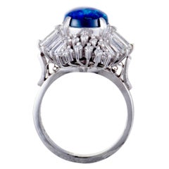 Diamond Green and Blue Opal Platinum Ring