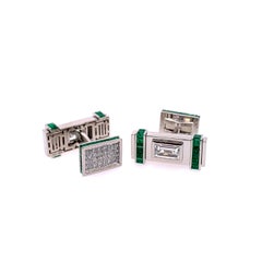 Diamond and Green Emerald Cufflinks