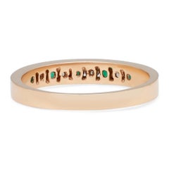Diamond & Green Emerald Ladies Channel Set Band Ring 14K Yellow Gold