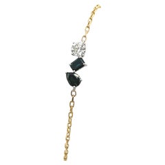 Diamond & Green Sapphire Bracelet Set in 9ct Yellow & White Gold