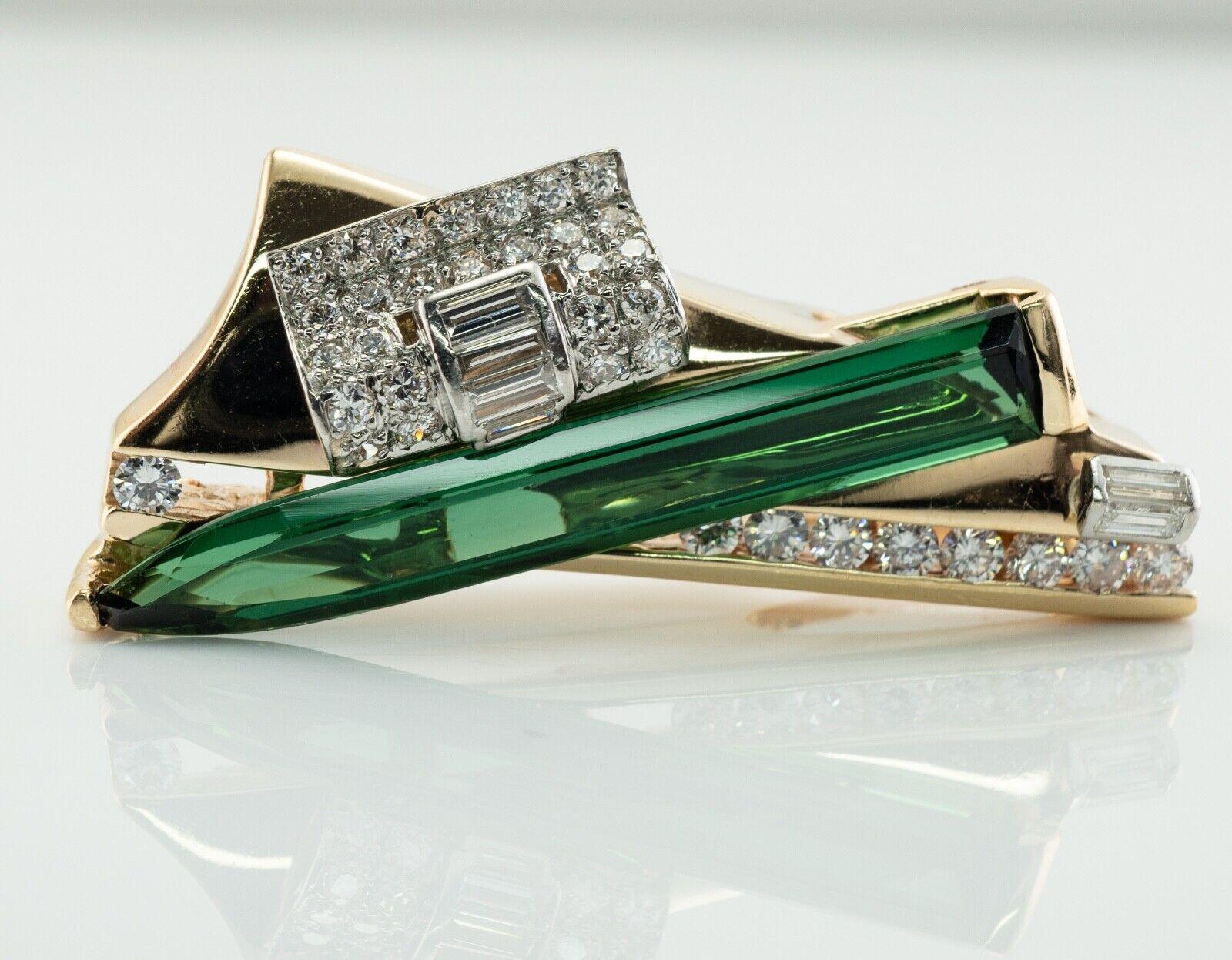 Pendentif Tourmaline verte diamantée Slide or jaune 18K en vente 6