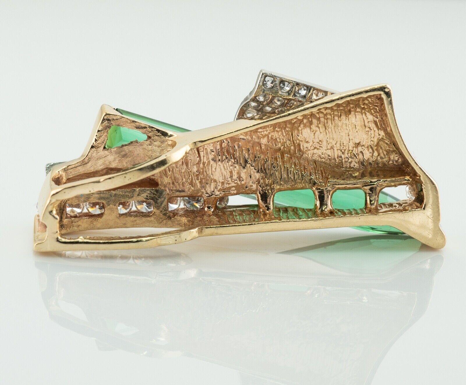 Pendentif Tourmaline verte diamantée Slide or jaune 18K Pour femmes en vente