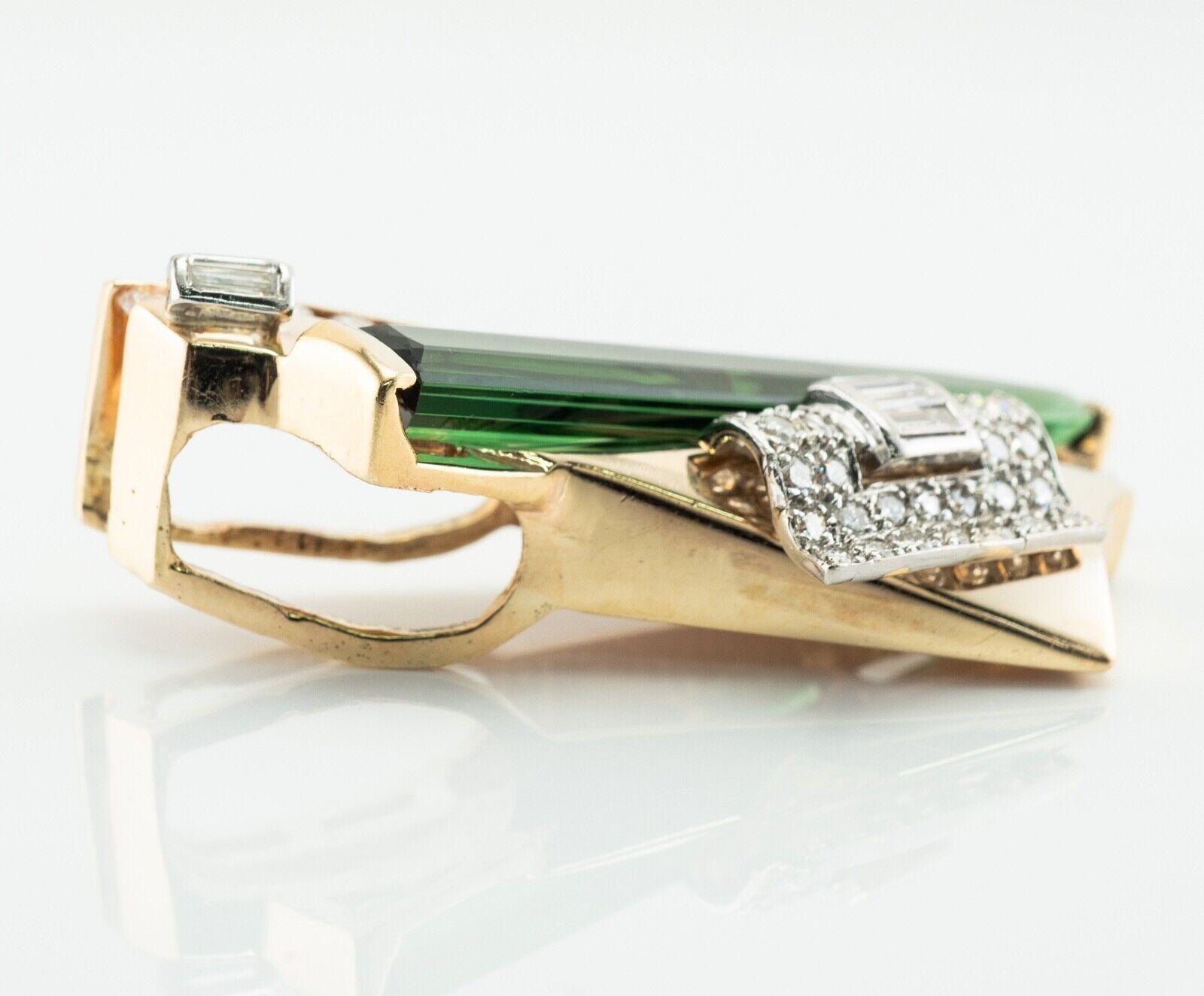 Diamant-Grüner Turmalin-Anhänger Slide 18K Gelbgold im Angebot 4