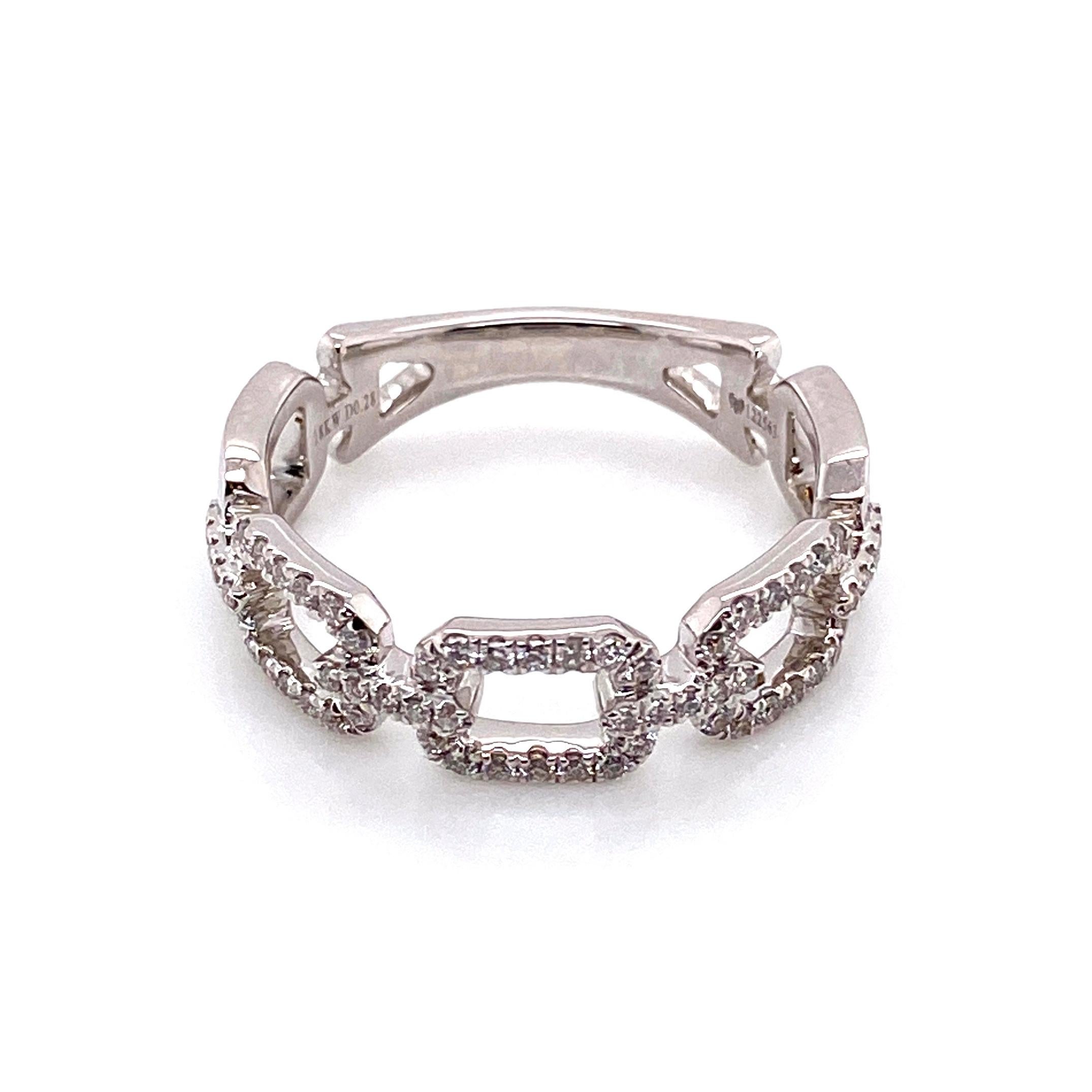Women's Diamond Gucci Style Link 18 Karat Gold Band Ring Estate Fine Jewelry