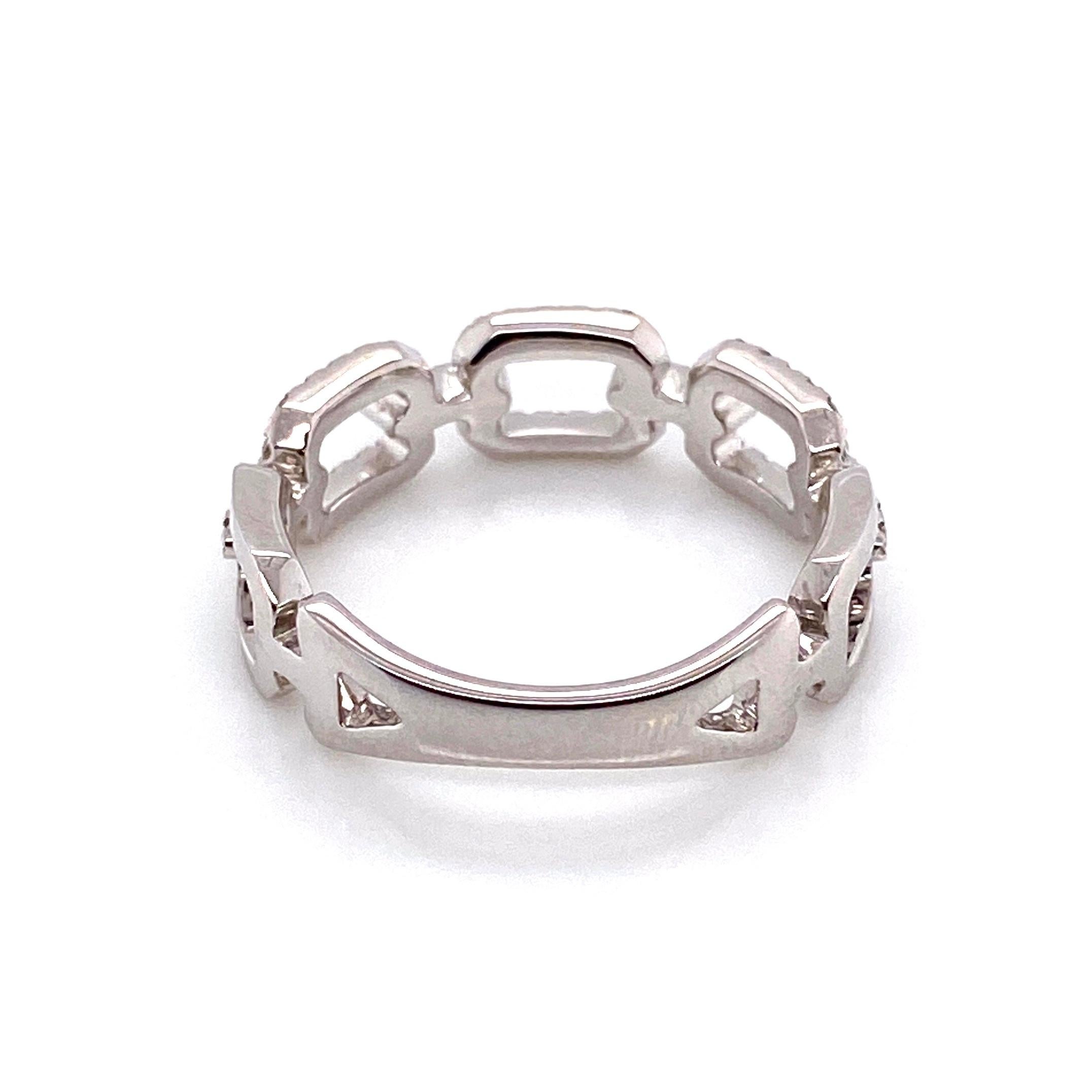 Diamond Gucci Style Link 18 Karat Gold Band Ring Estate Fine Jewelry 1