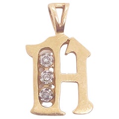 Diamond "H" Initial Pendant Charm w 3 Diamonds Only One Available